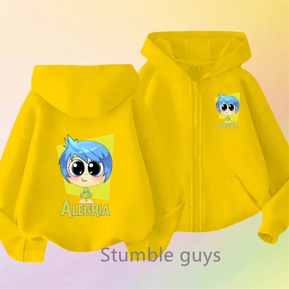 2025 Disney Inside Out 2 Zipper Hoodies Baby Girls Casual Tracksuit Sets Children Tops Long Pants Boys Autumn Kids Sportswear