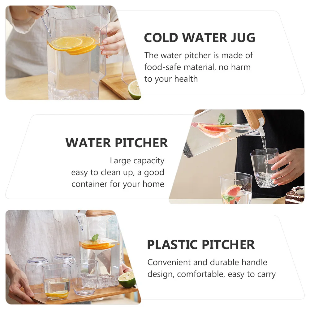 

1600Ml Plastic Cold Water Pitcher Clear Juice Tea Pot Large Capacity For Picnic Bbq Party Outdoor Use Water Jug With Handle
