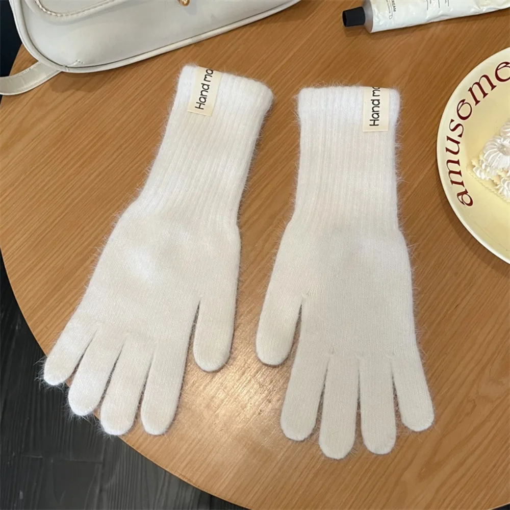 Fashion Warm Flannel Gloves Touch-screen Cold-proof Long Rabbit Fur Gloves Faux Fur Candy Colored Winter Women Gloves Cycling