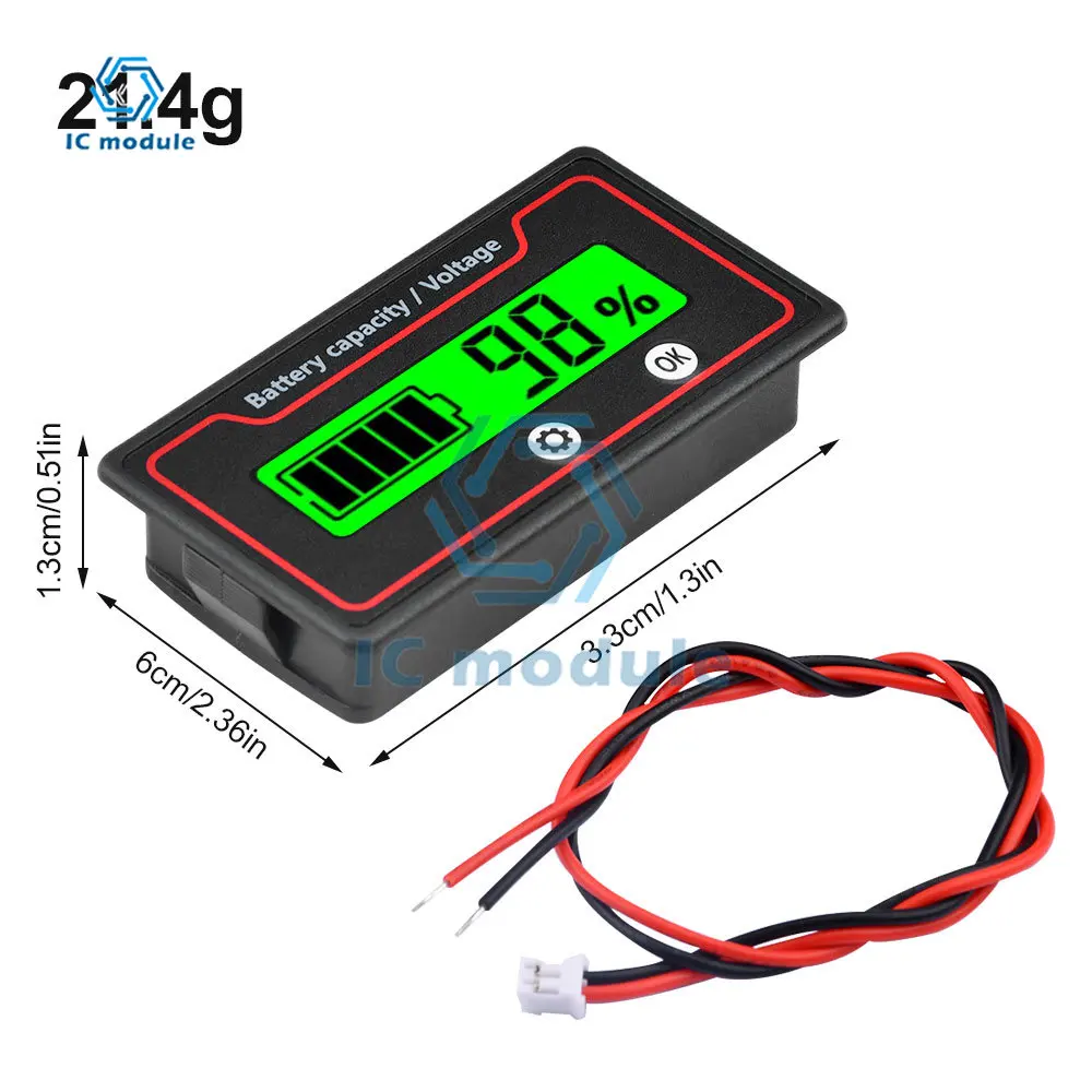 2v 24v 48v Lithium Battery Capacity Indicator Car Motorcycle Digital Voltmeter Voltage Tester Meter Tool