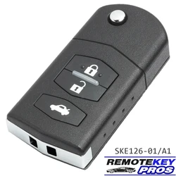 DIYKEY SKE126-01/SKE126-A1 433MHz 4D63 Chip do Mazda 2 3 5 6 MX5 RX8 CX7 2007 2008 2009 2010 3-przyciskowy pilot zdalnego sterowania z klapką