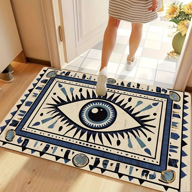 Tapis de porte de zone mauvais œil, 1 pièce, tapis de sol de Style Tribal pour paillasson d'entrée de chambre à coucher, tapis de sol en Polyester, décoration de maison rétro