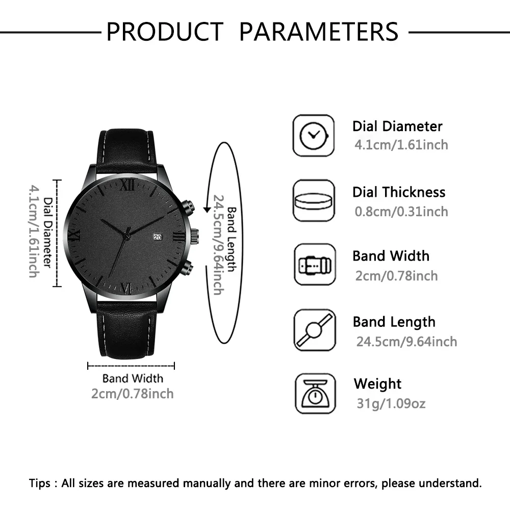 1pc men's casual fashion watch+4pc accessory set handsome dial+textured strap for daily matching, a good choice for gifts