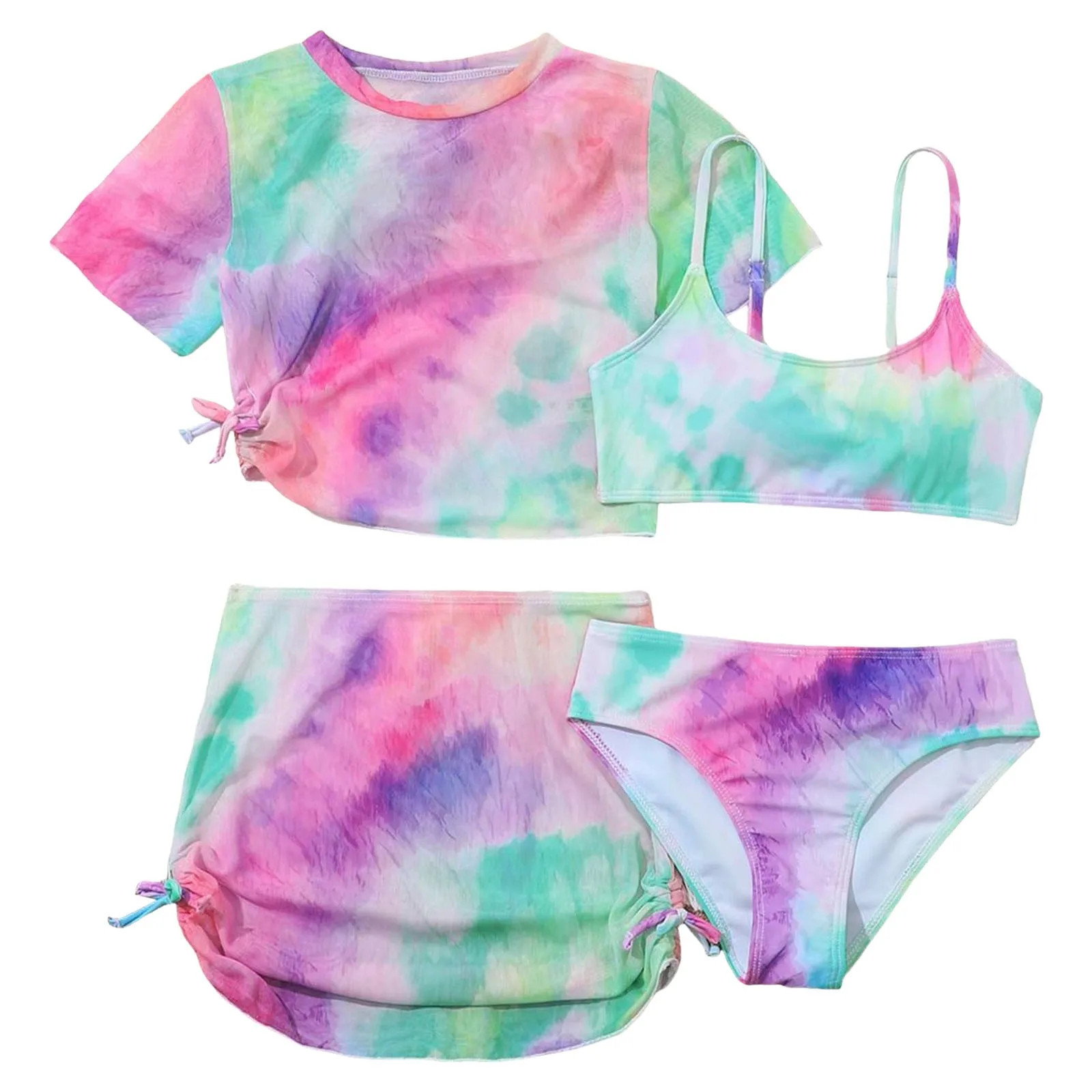 

Swimsuit Girls Medium Toddler Girl's 4 Piece Swimsuits Tie Dye Prints Bikini Bathing Suit Briefs Girls Bikini Girl Athletic