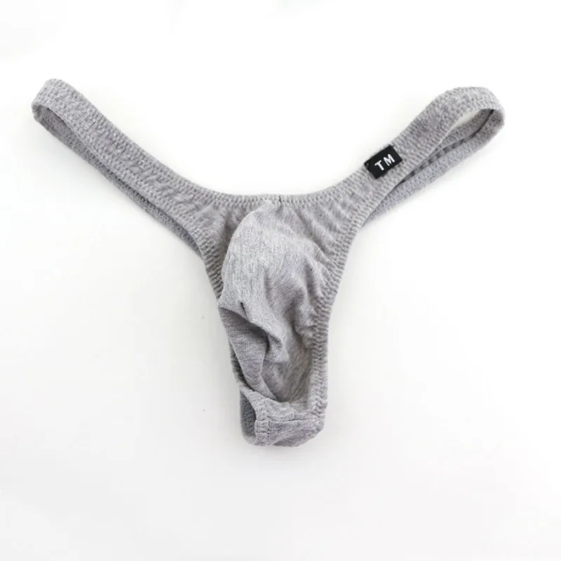 Men Cotton Thong Low Rise Large Pouch Breathable Sport Sexy T-Back Male Underwear Panties