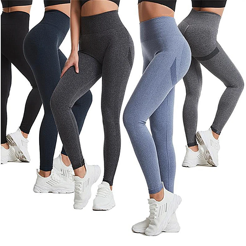 Ready Stocked Women Seamless Workout Leggings High Waist Push Up Ladies Sexy Gym Legging Fashion Black Sports LeggingsHot Sell