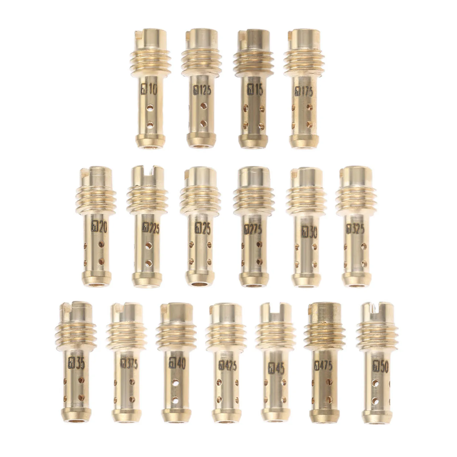 

17pcs/Set Pilot Jet Slow Jet Kit for Mikuni VM TM Carburetors VM22/210 10# ~ 50# Solid Brass Carburetor Nozzle Accessories