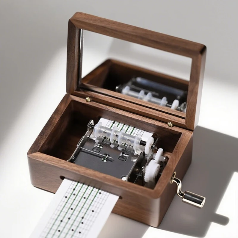 

Hand-cranked paper tape music box wooden music box creative birthday gift for girlfriend