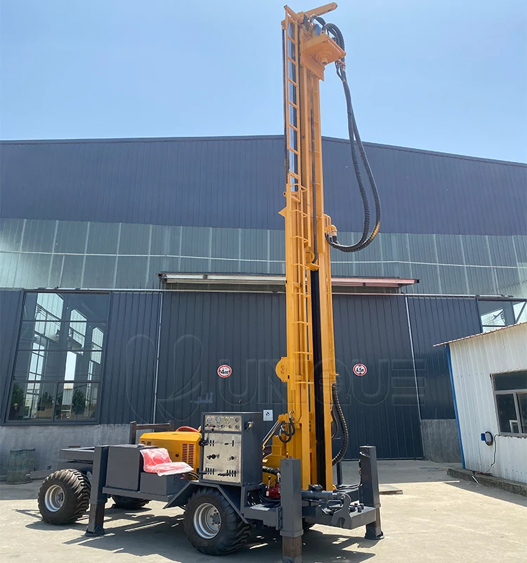 200m 260m 300m Trailer Mounted Borehole Drilling Rig | Diesel Engine Water Well Drilling Machine for Rock and Clay Ground