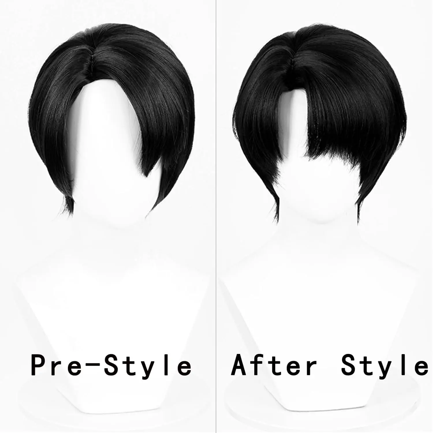 Korte zwarte anime cosplay pruiken voor mannen Zwart zijdeel Levi Ackerman pruik met pony voor Halloween kostuumfeest dagelijks gebruik