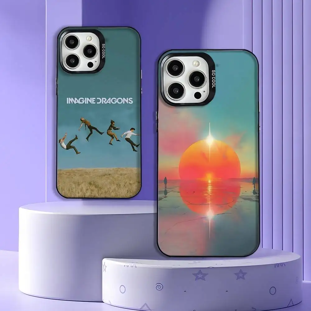 

I-Imagine Dragons Loom Band Phone Case For iPhone 16,15,14,13,12,11,Mini,Pro,E,MAX Gray Matte Silicone Black Cover