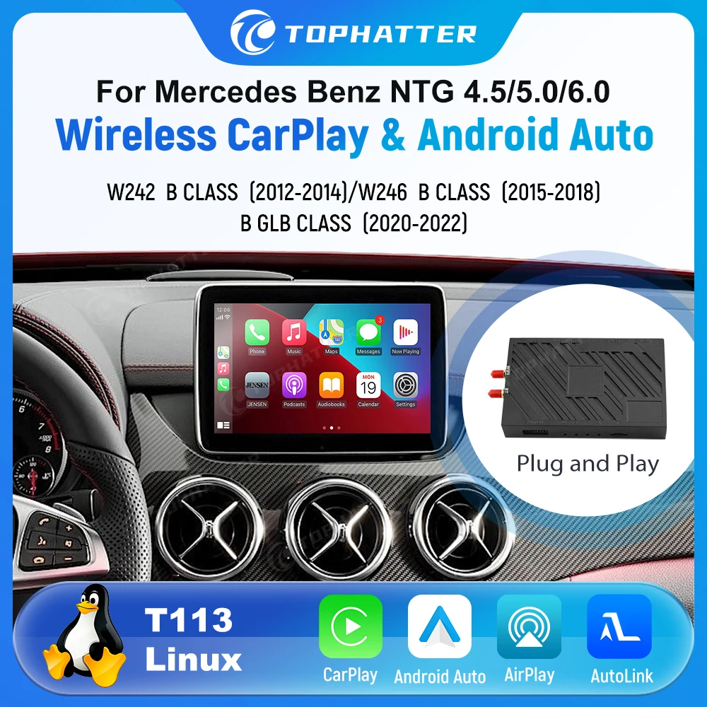 

Car Decoder Linux for Mercedes-Benz W242 B W246 GLB 2012-2022 Android Auto CarPlay Interface Box Upgrade HD Video