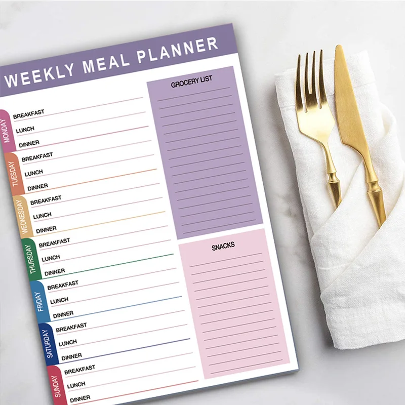 Bview Art A5 Weekly Meal Planner & Healthy Eating Journal แผ่นสูตรฉีกขาดได้ Diet Organizer สมุดบันทึกภาษาอังกฤษ