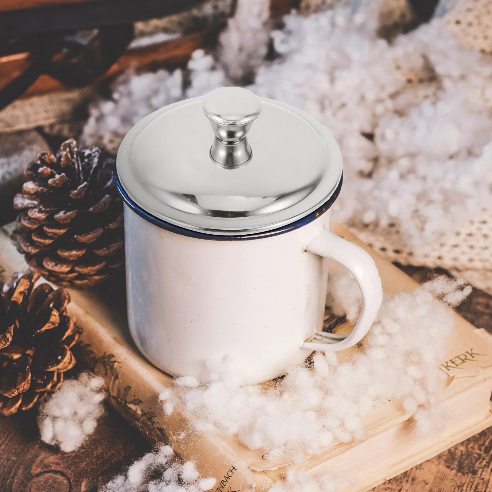 غطاء كوب عالمي من الفولاذ المقاوم للصدأ للمشروبات الباردة الساخنة وأكواب الشاي والقهوة المقاومة للغبار وشكل دائري سهل التنظيف للمطبخ 7 سم