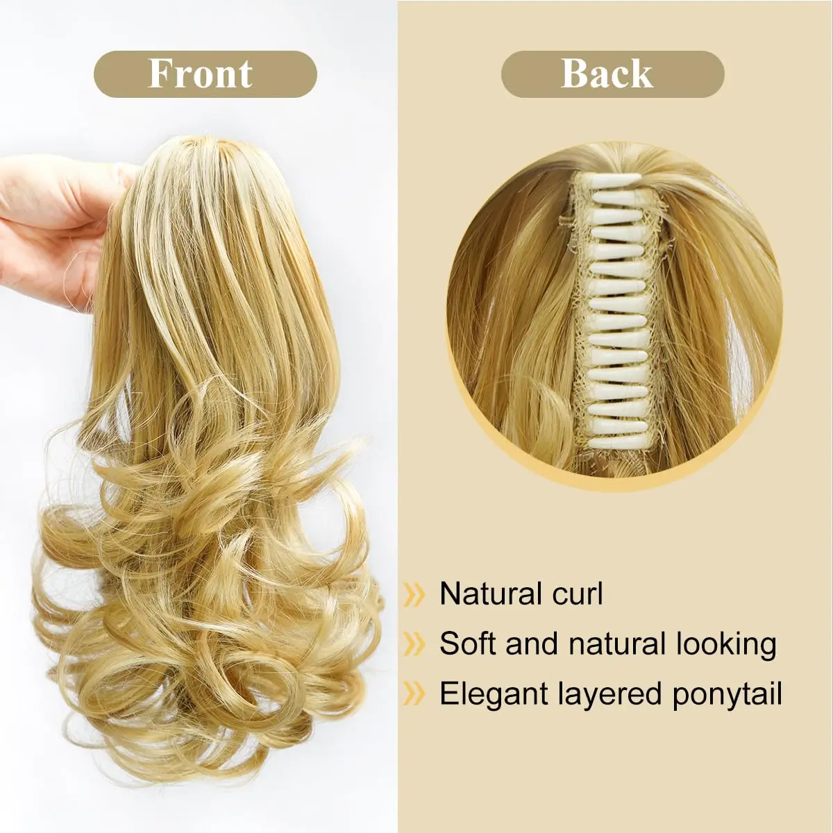 VIVIEIEI Synthetic Claw Clip Ponytail Hair Extensions Short Curly Natural Tail False Hair For Women Horse Tail Black Hairpiece