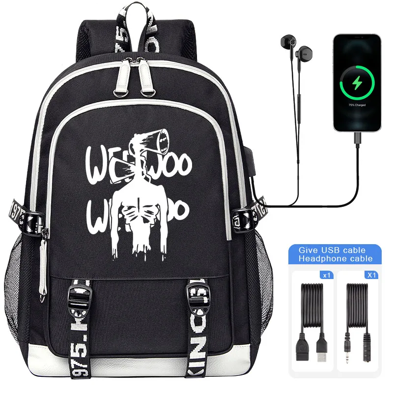 Siren head monster Children Backpack Hot Cartoon Boy Girl Student School Bags Teenager USB Charging Laptop Book Bag Mochila