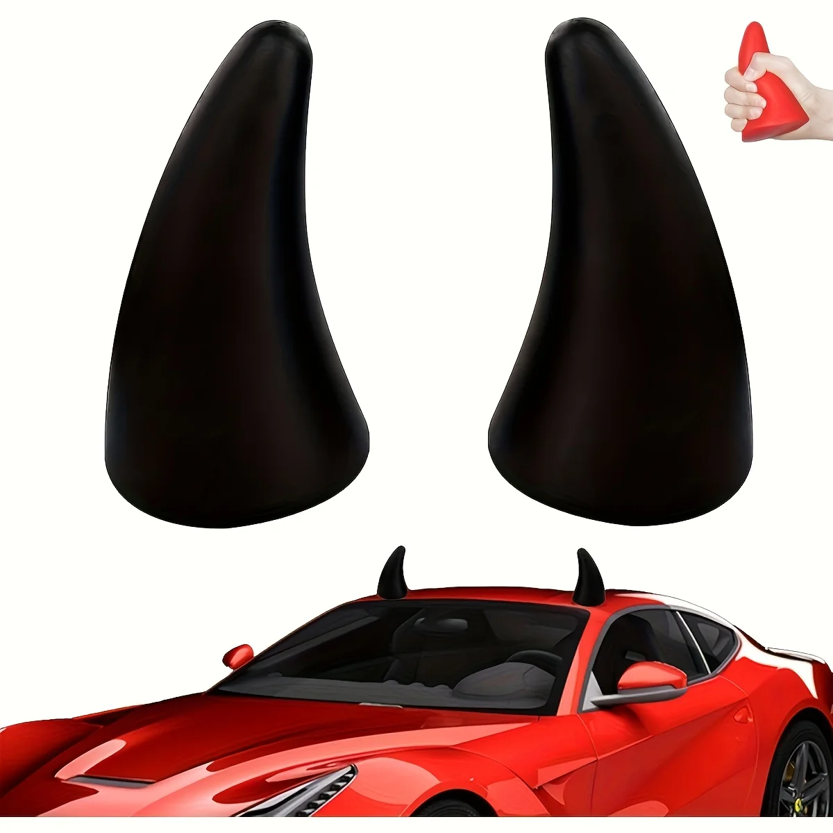 Auto Auto LKW Elastizität 3D Teufel Hörner Aufkleber Stoßstange Dekor Anti Kollision Große Teufel Hörner für Motorrad Fahrrad Ski Helme – Detail 6