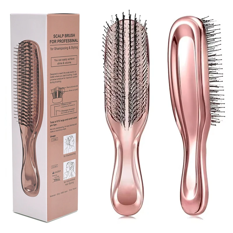 

Japanese Premium Head Massager Scalp Brush Hair Massager Shampoo Brush Wet Plastic Detangling Brush Hair Cleaning Comb Rose Gold