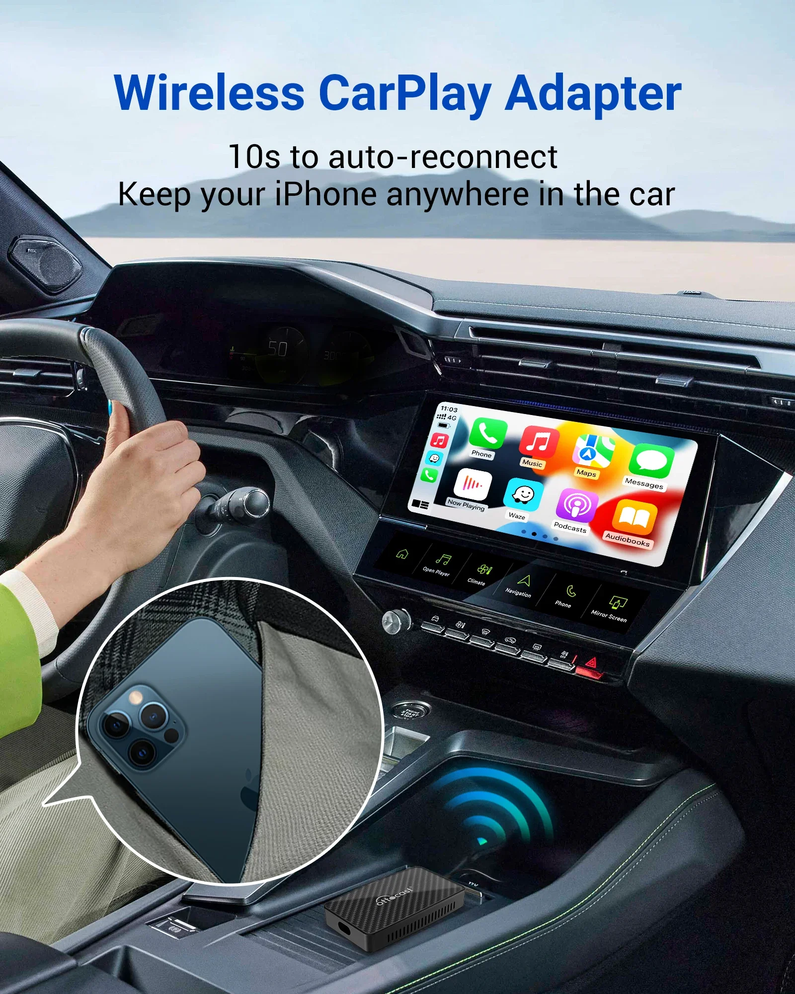 OTTOCAST Wireless CarPlay Android Auto Adapter Built-in Youtube/Netflix/Tik Tok/IPTV Ai Box for Cars with Wired Carplay NO Delay