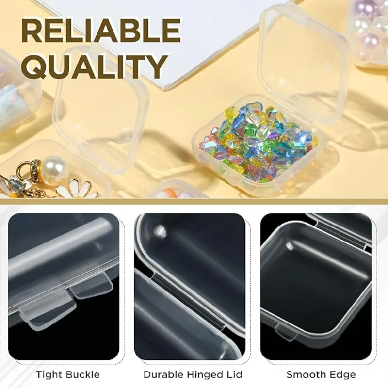 1-100pcs Mini Box Transparent Square Plastic Cases for Earring Ring Jewelry Small Case Pill Packaging Portable Storage Organizer