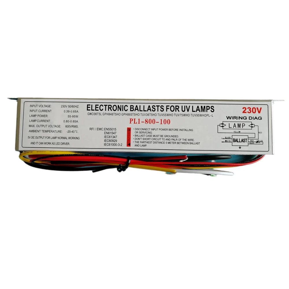

PL1-800-100 230V Germicidal Electronic Ballast for 95W 100W Single-ended UV Lamp,TUV36T5HO TUV55WHO GHO36T5L GPH893T5HO TUV75HO