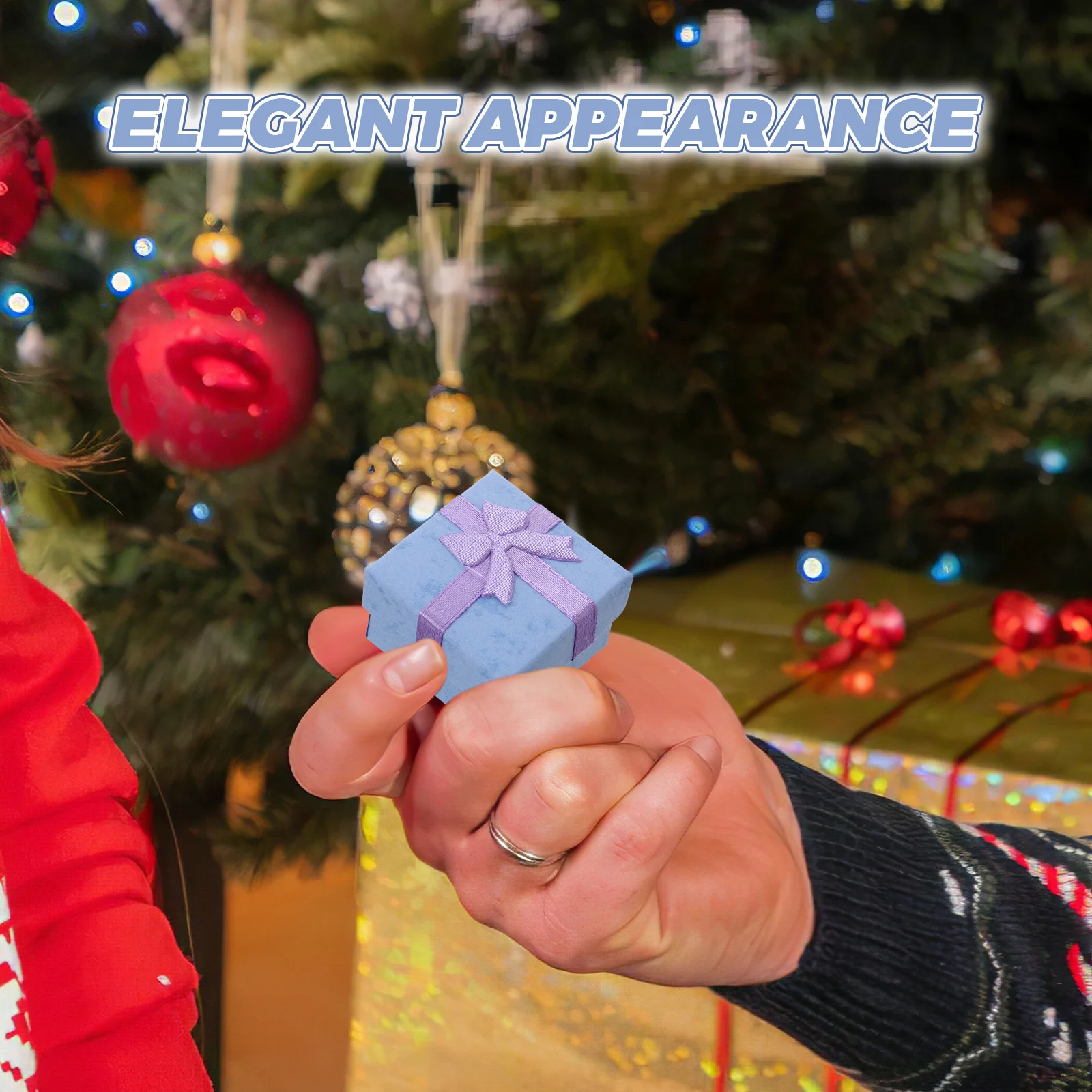 24 قطعة من صناديق المجوهرات صندوق خاتم من الورق المقوى الخزامى مع تصميم مربع على شكل فيونكة على شكل فراشة للخطوبة والزفاف والذكرى السنوية لعيد الحب