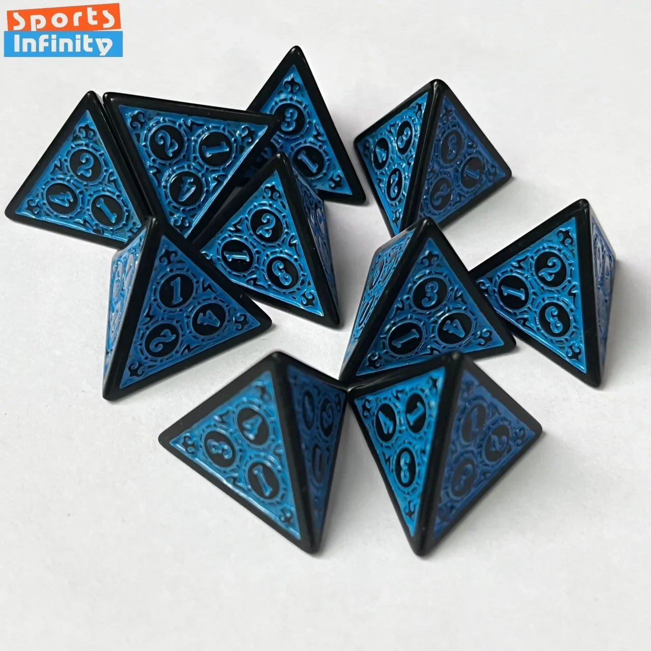 10Pcs/set 4-sided Complex Pattern Dice New Personalized Dice Four Sided White Blue Yellow Green Red Table Game Dice Dnd Dice Set