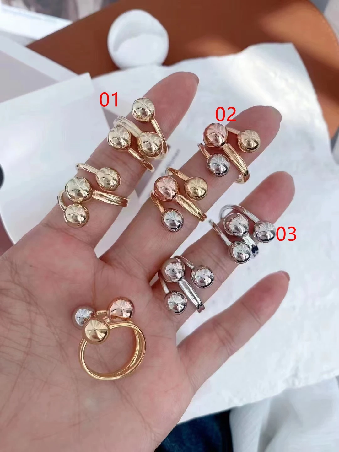 5PCS, Luxury Gold Color Rings for Women Vintage Round Geometric Adjustable Open Ring Fashion Elegant Jewelry Party Gifts