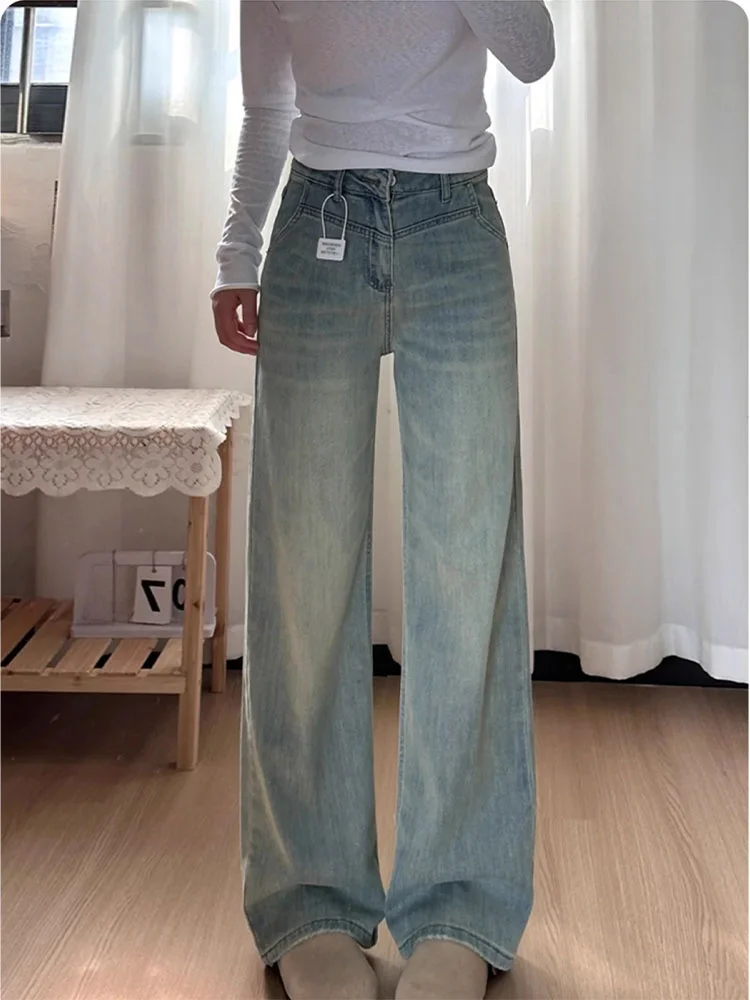 

Retro High Waist Wide Leg Jeans Women's New 2025 Waed Straight Loose Fit Slimming Drapey Casual Cotton Denim Pants