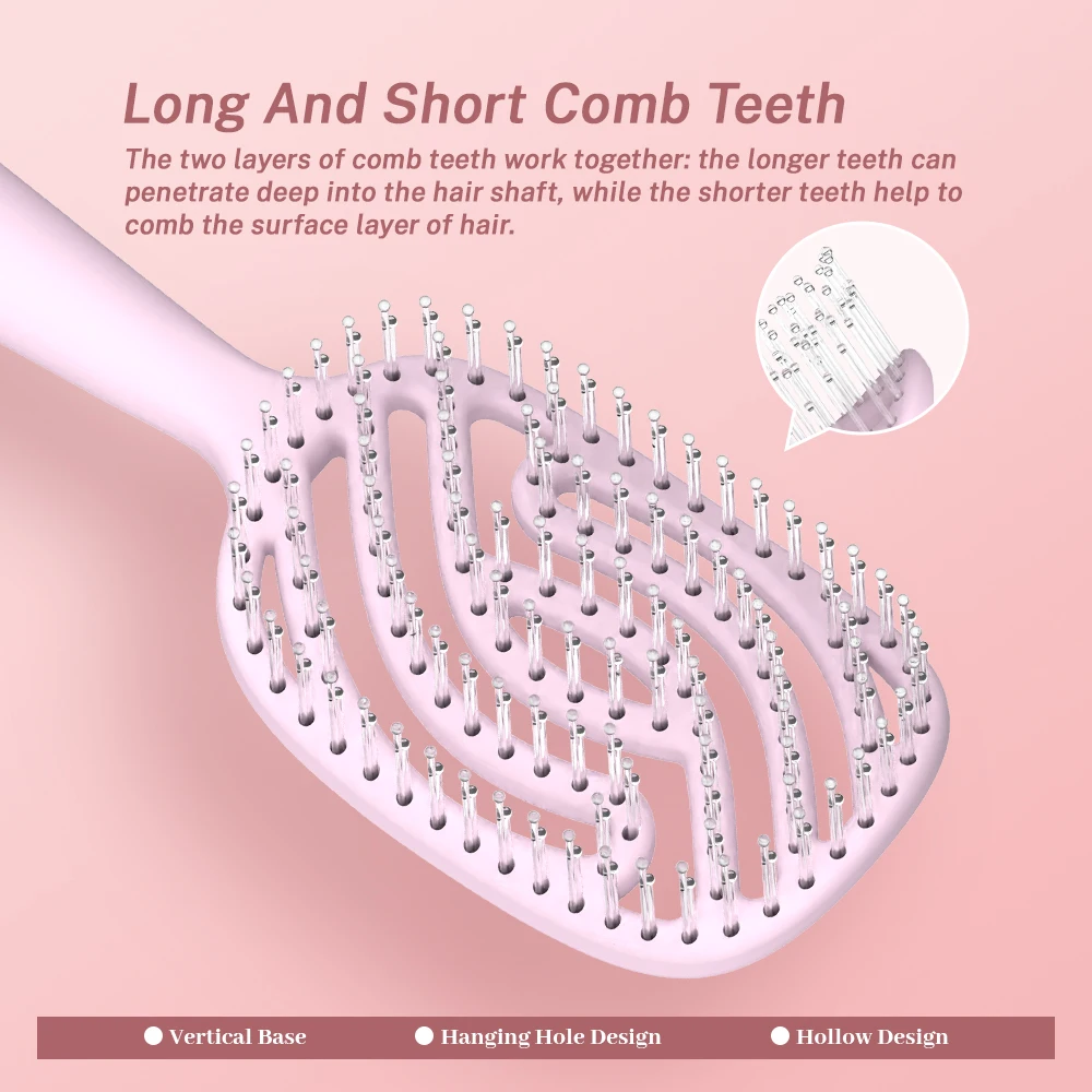 Hollow Hairbrush Scalp Massage Exfoliation Quick-Drying Comb Portable Suitable for All Hair Types Valentine's Day Gift