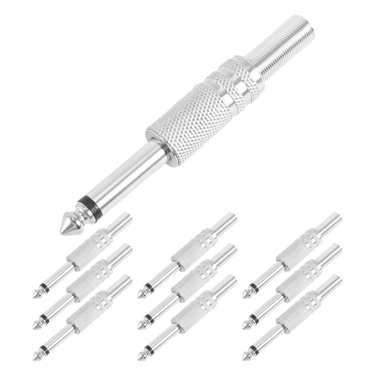 ABQR 6.35mm Mono Amplifier Plug 1/4Inch Male Mono Monaural Jack Audio Cable Connector Plug Microphone 10Pcs