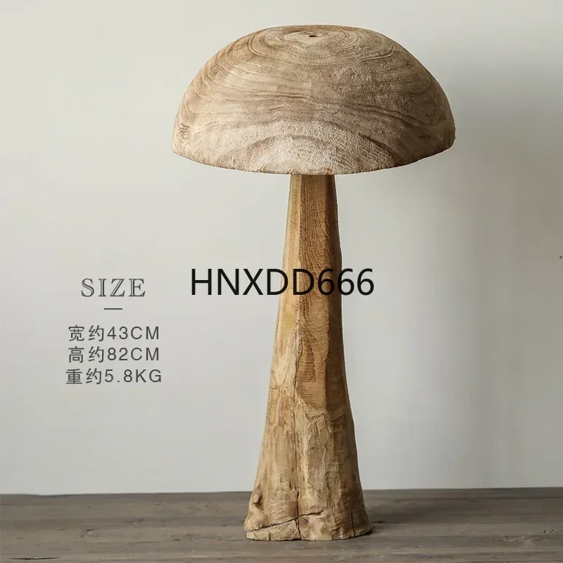 Wooden Mushroom Decoration Style Retro Solid Wood Bed & Breakfast Style Decoration Yard Floor Big Decorations Courtyard