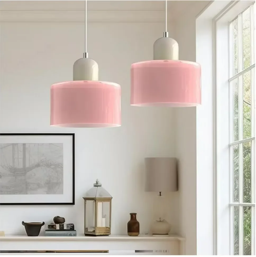 خمر الزجاج الملون الثريا الصغيرة السرير غرفة الطعام تركيبة إضاءة ديكور المنزل ضوء باللون الوردي البرتقالي الأخضر الأبيض