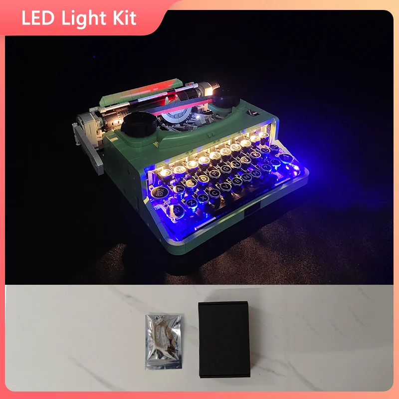 New LED Lights fro Retro Typewriter Building Blocks Bricks Keyboard MOC 21327 Set Toys Writing Machine For Kids Gifts