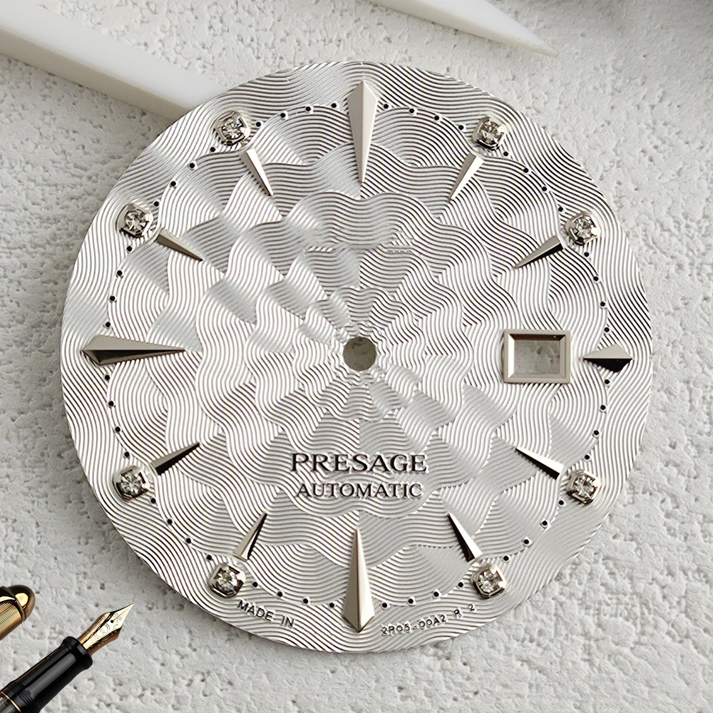 NH35 wijzerplaat S-logo wijzerplaat cocktail wijzerplaat 29 mm gemodificeerd horlogeaccessoire, compatibel met NH35 NH36 wijzerplaat met automatisch uurwerk - afbeelding 1