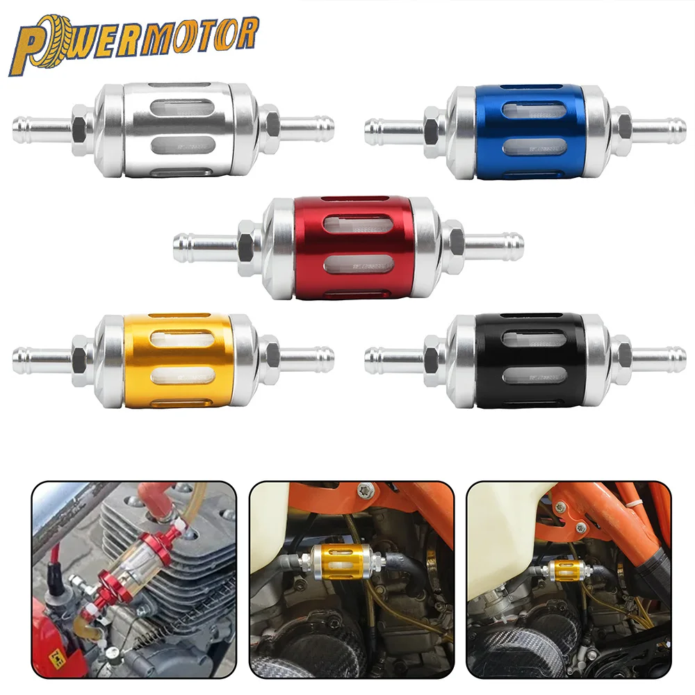 Motorcycle 8mm Fuel Filter Glass CNC Aluminum For Yamaha Kawasaki KTM Honda Suzuki PitBike Motocross Universal Parts