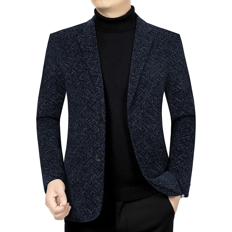 New Winter Men Fleece Blazers Jackets Wool Blends Suits Coats Business Casual Blazers Quality Man Thicker Warm Jackets Size 4XL