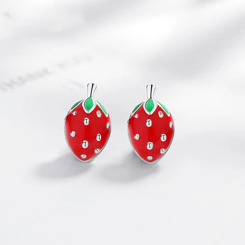 Summer Chic Boho New Strawberry Red Stud Earrings for Women Girls Trend Ear Accessories Jewerly Pendientes Brincos