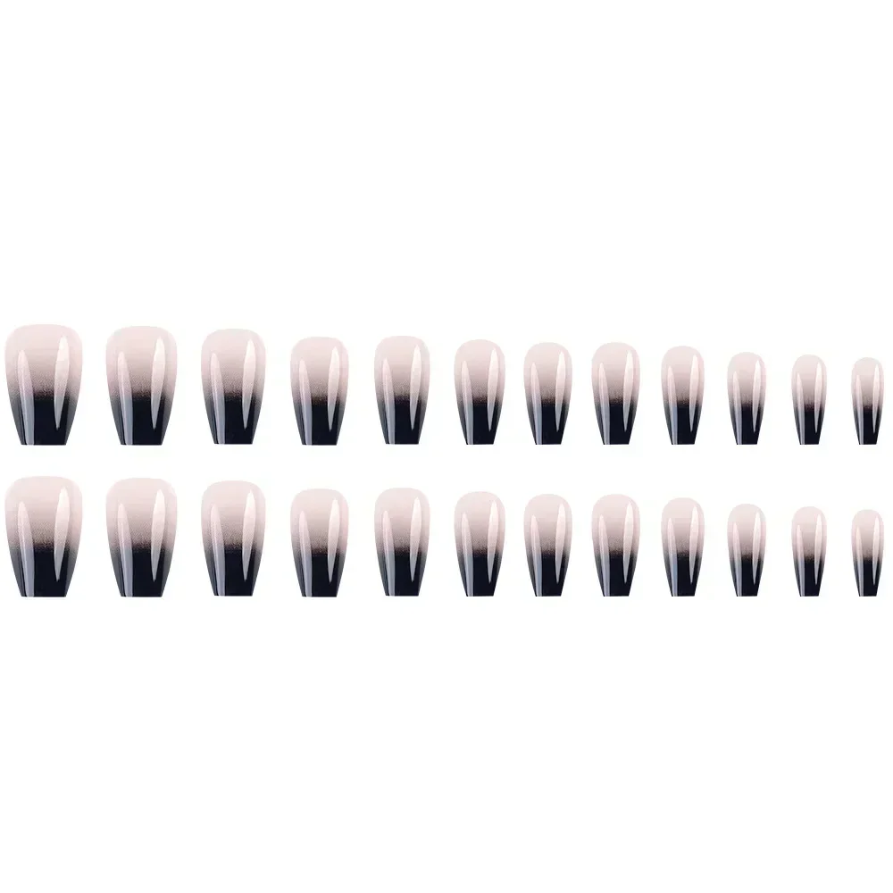 24pc drücken auf Nägel schwarz Farbverlauf Ballett falsche Nagel Französisch Ballerina gefälschte Nägel heißes Mädchen kurze abnehmbare DIY Maniküre Nagels pitze