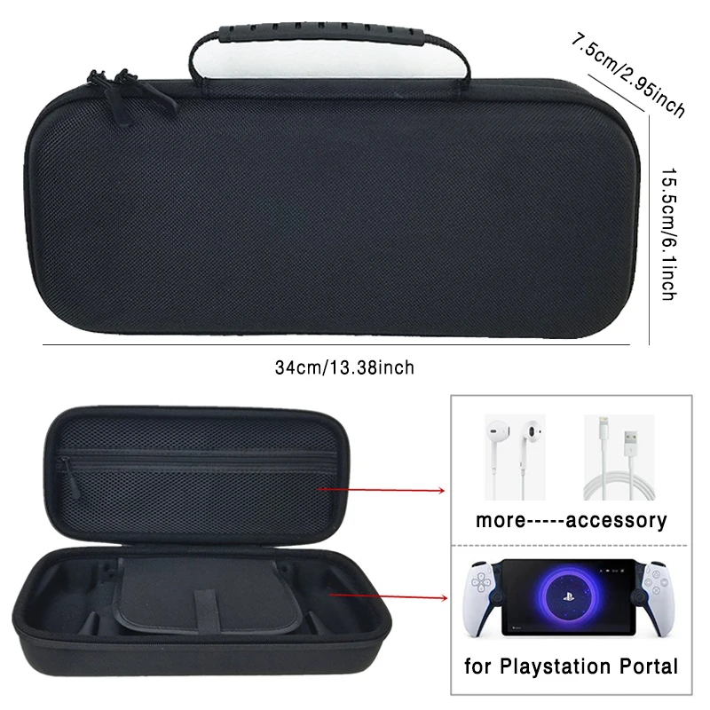 Protective EVA Storage Case For PS Portal Case Storage Bag For Sony PlayStation 5 Portal Handheld Game Console Accessories