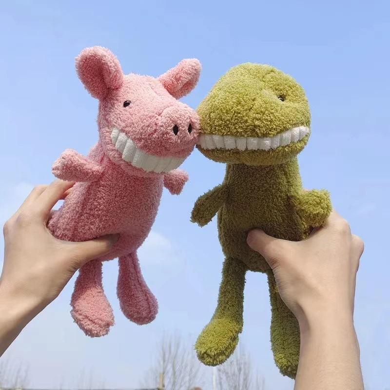 

28/40cm Plush Toys Smile Teeth Dolls Kawaii Pig Dinosaur Panda Donkey Monkey Shark Unicorn Stuffed Animal Toys Gift For Children