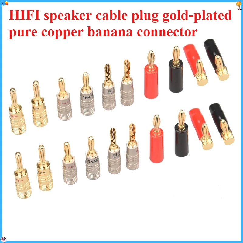 

HIFIDIY LIVE 4PCS/lot 4mm Pure Copper Gold Plated Banana Plug Connector For Audio Video Speaker Adapter Terminal Connectors Kit