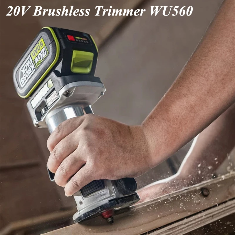 Défonceuse électrique sans fil WU560 20V, défonceuse de bord sans balais 30000 tr/min, contrôle de vitesse stable, outil de rainurage du bois avec chargeur de batterie