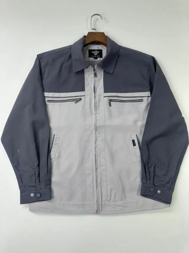 

Мужская демисезонная куртка с коротким воротником, множеством карманов, повседневная рабочая одежда, в стиле колор-блок, ретро, верхняя одежда, модный тренд