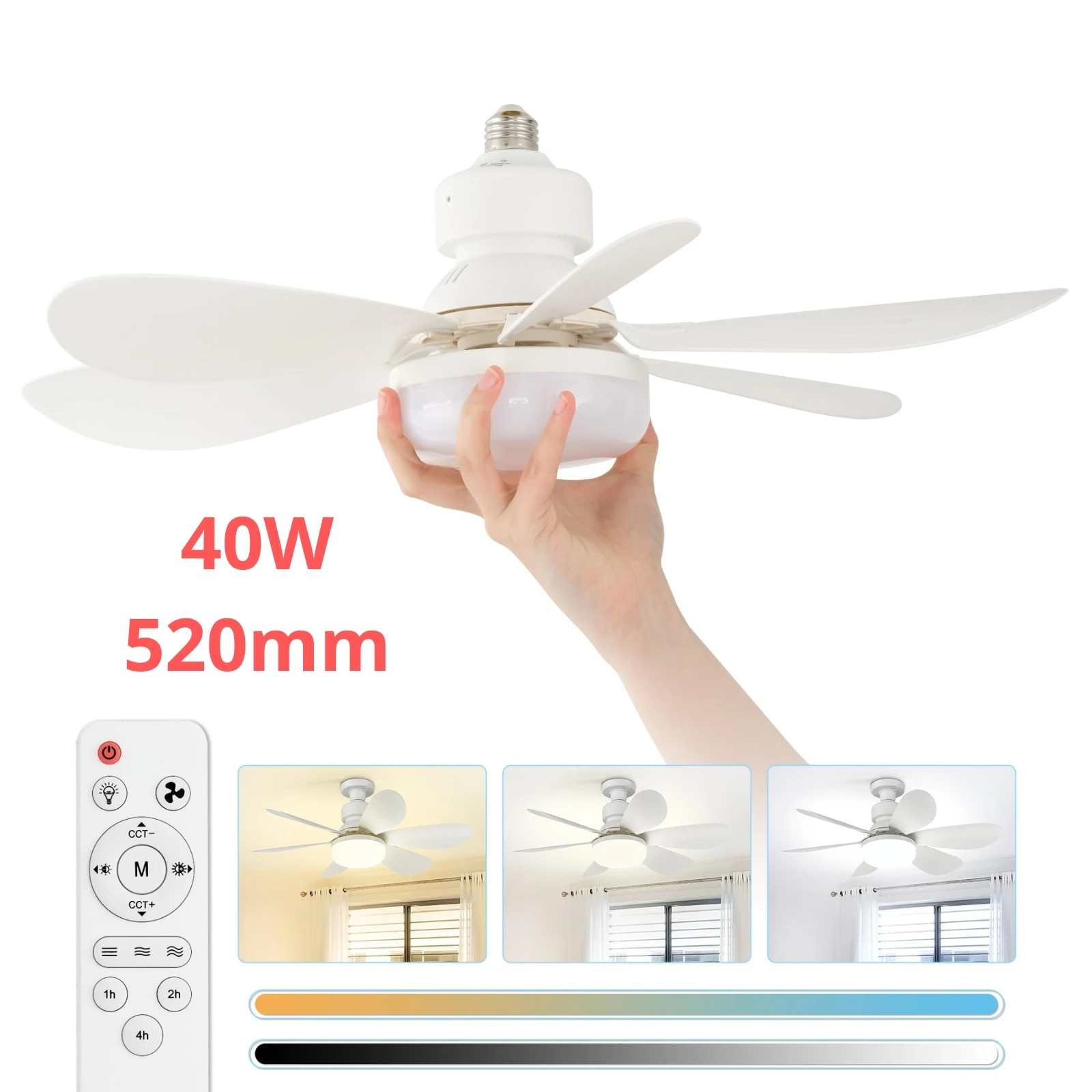 E27/E26 40W LED Ceiling Fan light with remote control for dimming suitable for living room study household use 85-265V