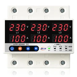 Three Phase Voltage Current Protector Voltage Relay Adjust Current Overvoltage with Auto Power Off and Automatic Reset Function