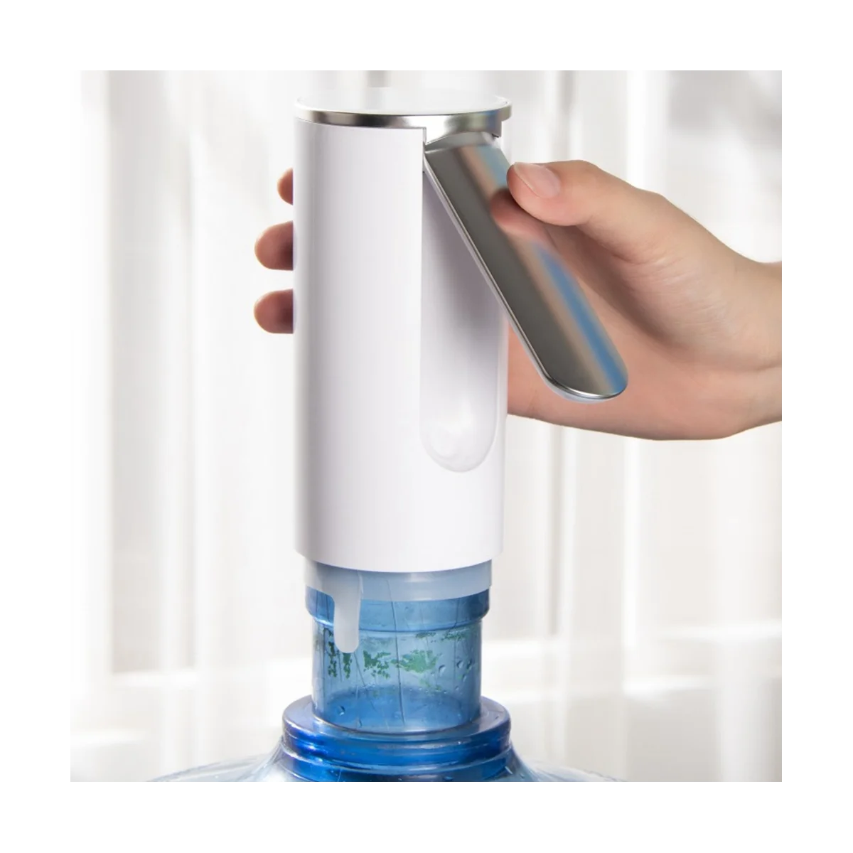 Dispensador de agua inteligente, bomba de botellas de agua eléctrica, dispositivo de succión de agua de barril plegable USB para el hogar, color gris
