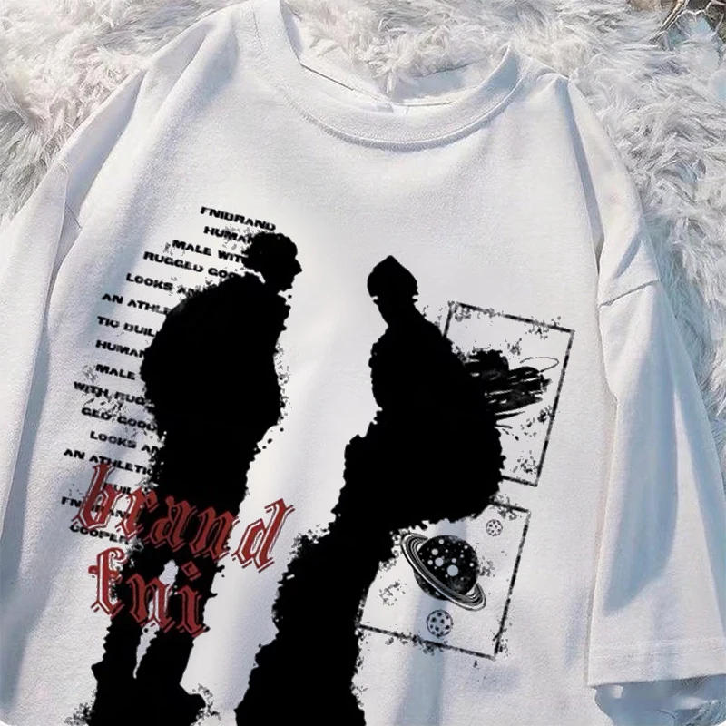 American Shadow Letter Pattern Men and Women Short-sleeved T-shirt Summer Street Cotton Shirt Fashion Oversize Women's Clothes