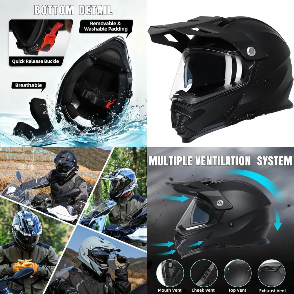 

Adult Full-Face Dirt Bike Helmet with Tinted Visor, DOT Certified for Off-Road Riding