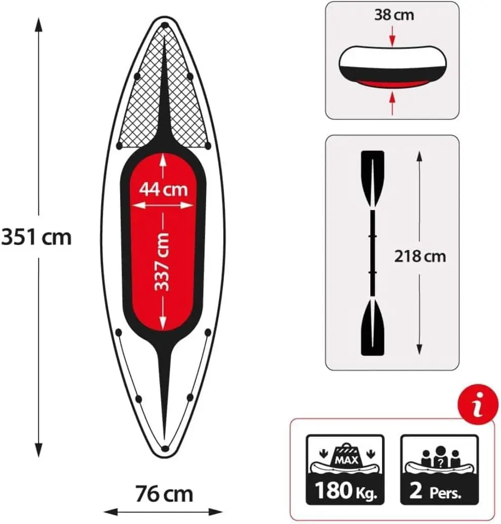 Seri Kayak Challenger tiup: Termasuk bantalan Kayak Deluxe 86in dan pompa keluaran tinggi-PVC super kuat-tempat duduk dapat diatur